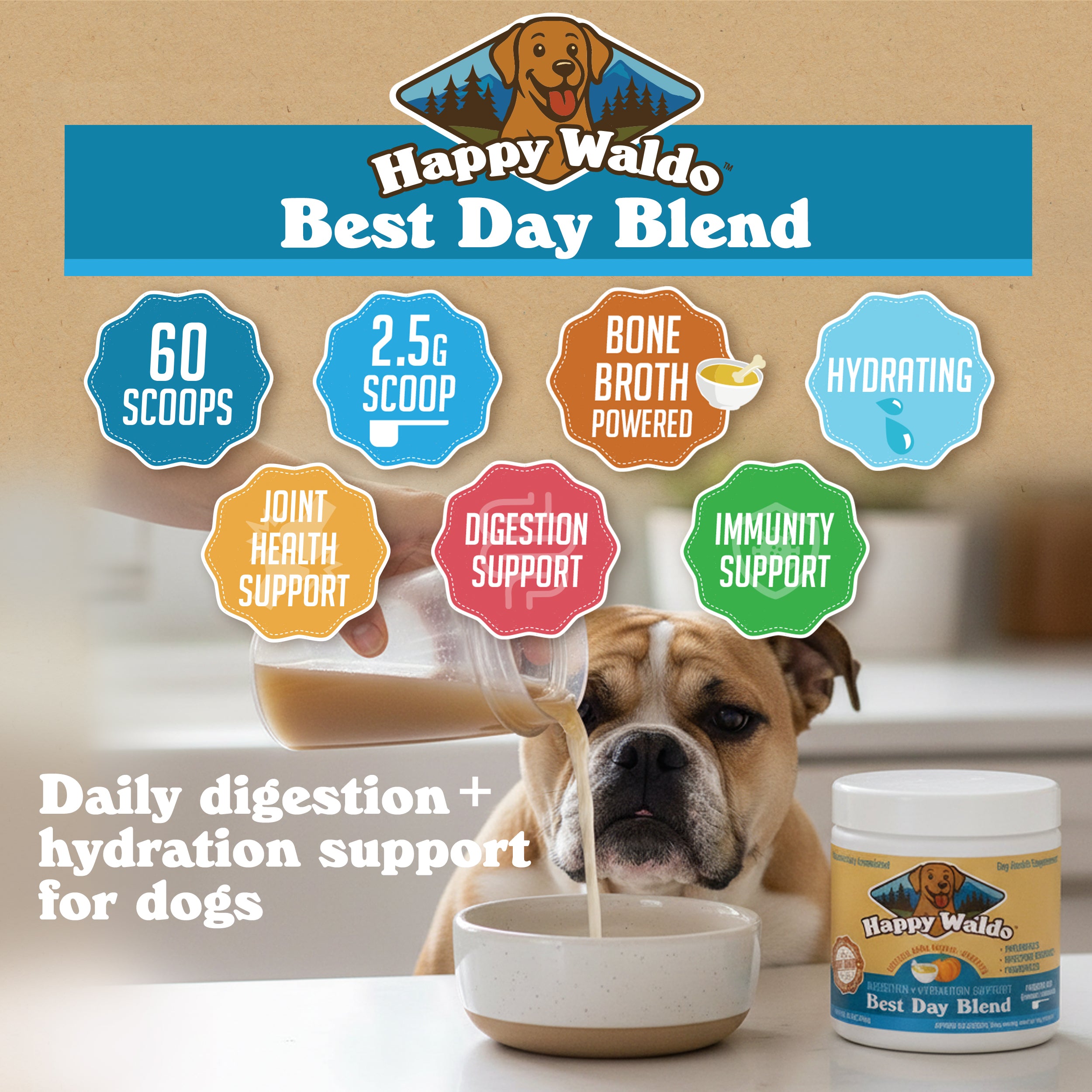 Best Day Blend - Digestive + Hydration Support Powder for Dogs (60 Scoops)